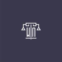 WN initial monogram for lawfirm logo with scales vector image