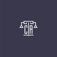 CR initial monogram for lawfirm logo with scales vector image