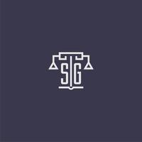 SG initial monogram for lawfirm logo with scales vector image