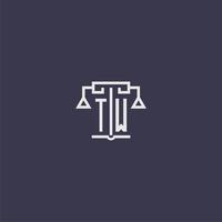 TW initial monogram for lawfirm logo with scales vector image