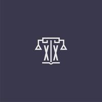 XX initial monogram for lawfirm logo with scales vector image