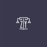 ZY initial monogram for lawfirm logo with scales vector image