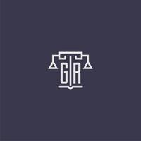 GR initial monogram for lawfirm logo with scales vector image