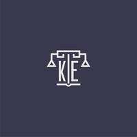 KE initial monogram for lawfirm logo with scales vector image
