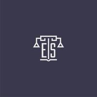 ES initial monogram for lawfirm logo with scales vector image