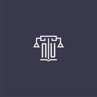 NU initial monogram for lawfirm logo with scales vector image