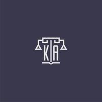 KA initial monogram for lawfirm logo with scales vector image