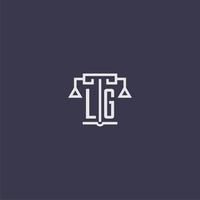 LG initial monogram for lawfirm logo with scales vector image