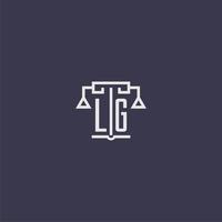 LG initial monogram for lawfirm logo with scales vector image