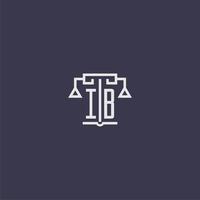 monograma inicial ib para logotipo de bufete de abogados con imagen vectorial de escalas vector