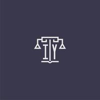 IY initial monogram for lawfirm logo with scales vector image