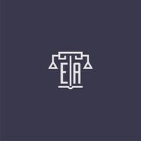 EA initial monogram for lawfirm logo with scales vector image