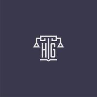HG initial monogram for lawfirm logo with scales vector image