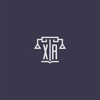 XR initial monogram for lawfirm logo with scales vector image