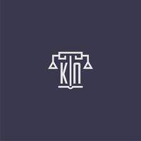 KN initial monogram for lawfirm logo with scales vector image