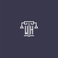 WH initial monogram for lawfirm logo with scales vector image