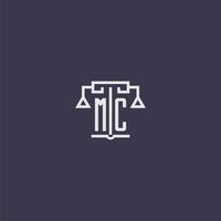 MC initial monogram for lawfirm logo with scales vector image