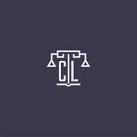 CL initial monogram for lawfirm logo with scales vector image