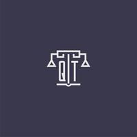 QT initial monogram for lawfirm logo with scales vector image