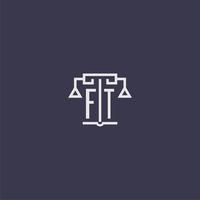 FT initial monogram for lawfirm logo with scales vector image