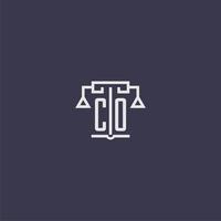 CO initial monogram for lawfirm logo with scales vector image