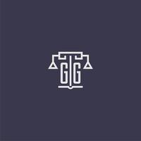monograma inicial gg para logotipo de bufete de abogados con imagen vectorial de escalas vector