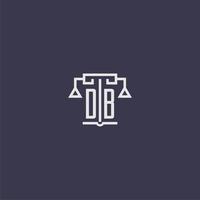 DB initial monogram for lawfirm logo with scales vector image