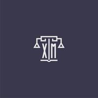 XM initial monogram for lawfirm logo with scales vector image