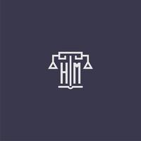 HM initial monogram for lawfirm logo with scales vector image