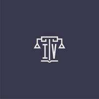 IV initial monogram for lawfirm logo with scales vector image