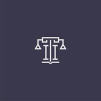 II initial monogram for lawfirm logo with scales vector image