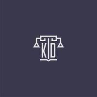 KD initial monogram for lawfirm logo with scales vector image