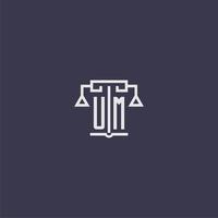 UM initial monogram for lawfirm logo with scales vector image