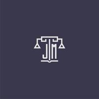 JM initial monogram for lawfirm logo with scales vector image