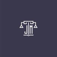 JM initial monogram for lawfirm logo with scales vector image