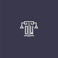 OW initial monogram for lawfirm logo with scales vector image