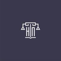 HN initial monogram for lawfirm logo with scales vector image