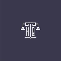 HQ initial monogram for lawfirm logo with scales vector image