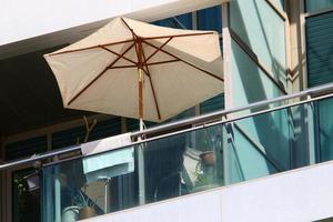 Umbrella in the city park near the sea. photo