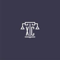 XC initial monogram for lawfirm logo with scales vector image