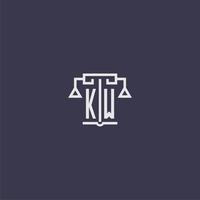 KW initial monogram for lawfirm logo with scales vector image