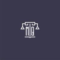 MQ initial monogram for lawfirm logo with scales vector image
