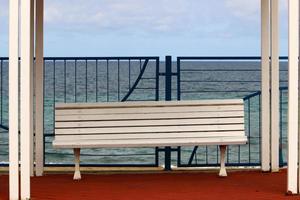 Bench for rest in a city park in Israel. photo