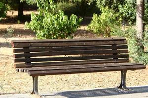 Bench for rest in a city park in Israel. photo