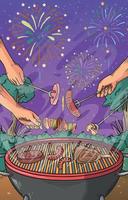 Barbeque Grill New Year Night vector