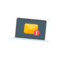 Yellow envelope. The concept of communication and email notification via online channels. png