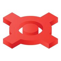 Red crossing map icon, isometric style vector