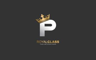 P  logo king and crown company. letter template vector illustration for your brand.