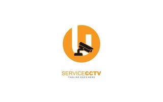 U logo cctv for identity. security template vector illustration for your brand.