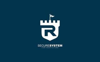 R logo fortress vector for identity company. initial letter security template vector illustration for your brand.